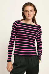 Longsleeve Streifen Black Pink