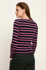 Longsleeve Streifen Black Pink