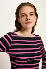 Longsleeve Streifen Black Pink