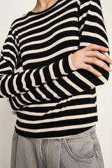 Longsleeve GOTS Black Offwhite