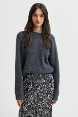 Pullover Flare Strick Dark Grey Melange