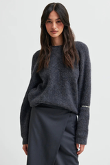 Pullover Flare Strick Dark Grey Melange
