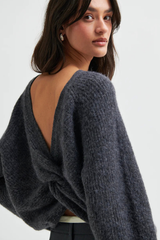 Pullover Flare Strick Dark Grey Melange