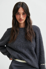 Pullover Flare Strick Dark Grey Melange