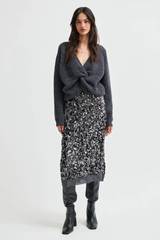 Pullover Flare Strick Dark Grey Melange