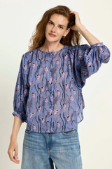 Bluse Print Monkey Allover Blue
