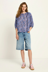 Bluse Print Monkey Allover Blue