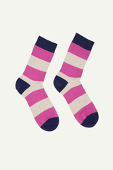 Socken Blockstreifen Beige Melange Pink