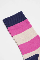 Socken Blockstreifen Beige Melange Pink
