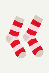 Socken Blockstreifen Red Alert Rose