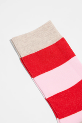 Socken Blockstreifen Red Alert Rose
