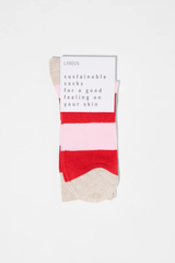Socken Blockstreifen Red Alert Rose