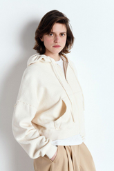 Cardigan Zipper Capuc Ecru