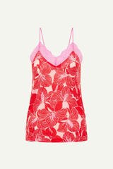 Spitzentop Aus Tencel Print Bloom Red