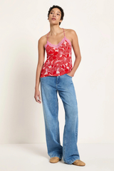 Spitzentop Aus Tencel Print Bloom Red