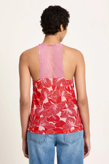 Spitzentop Aus Tencel Print Bloom Red