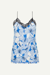 Spitzentop Aus Tencel Print Bloom Lapis