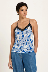 Spitzentop Aus Tencel Print Bloom Lapis
