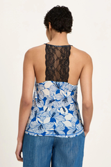 Spitzentop Aus Tencel Print Bloom Lapis