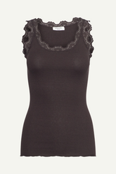 Top in braun mit Spitze am Ausschnitt von Rosemunde Copenhagen im youmee.market bern