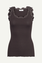 Top in braun mit Spitze am Ausschnitt von Rosemunde Copenhagen im youmee.market bern