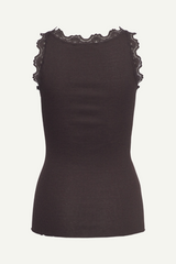 Top in braun mit Spitze am Ausschnitt von Rosemunde Copenhagen im youmee.market bern