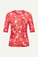 Stehkragenshirt Aus Tencel Print Bloom Red