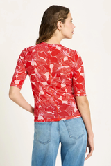 Stehkragenshirt Aus Tencel Print Bloom Red