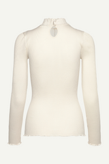 Longsleeve in creme mit Spitze am V-Ausschnitt und Rollkraken von Rosemunde Copenhagen im youmee.market bern