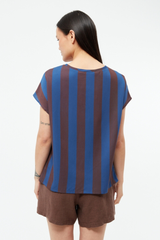 Bluse GBFenna Blazing Blue Chocolate Brown Stripes