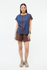 Bluse GBFenna Blazing Blue Chocolate Brown Stripes