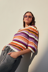 Strick Pullover Kurzarm Panaca Violet