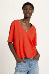 Shirt Mit V-ausschnitt Gots Lava Red