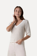 Pullover Aster V-neck Knitted Off-white