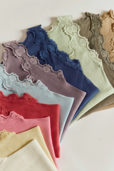 Top RWBabette Silk SL U-neck Long Lace flan