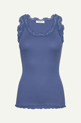Top RWBabette Silk SL U-neck Long Lace dutch blue