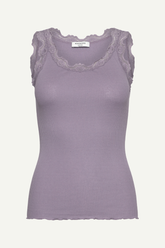 Top RWBabette Silk SL U-neck Long Lace lavender grey