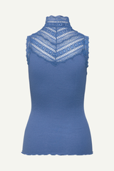 Top RWBenita Silk SL Turtleneck Lace dutch blue