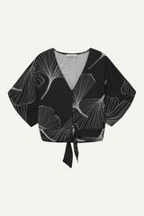 Bluse Daisys Flowers Black