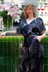 Bluse Daisys Flowers Black