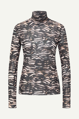 Longsleeve Rollkragenshirt Print Animal Stripes Rose