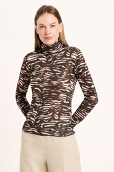 Longsleeve Rollkragenshirt Print Animal Stripes Rose