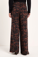 Hose Wide Print Animal Stripes Chocolate