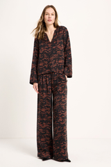 Bluse Print Animal Stripes Chocolate
