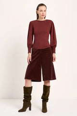 Bluse mit gerafftem Ärmel Red Mahagony