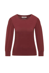 Bluse mit gerafftem Ärmel Red Mahagony