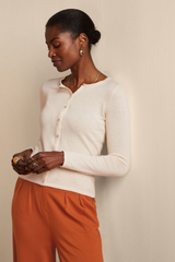 Strickjacke Roundneck Cocoon Cream