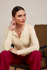 Strickjacke Roundneck Cocoon Cream