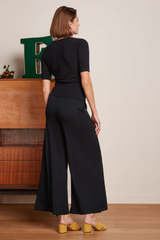 Hose Border Palazzo Cropped Milano Crepe Black