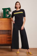 Hose Border Palazzo Cropped Milano Crepe Black